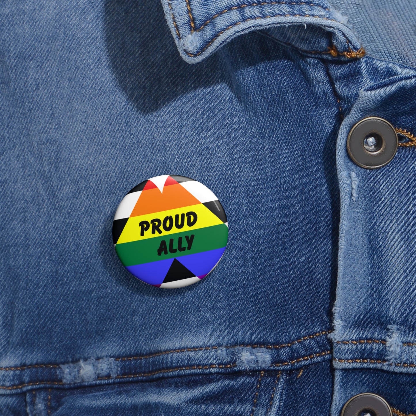 Proud Ally Custom Pin Buttons, LGBTQ+ Support Badge