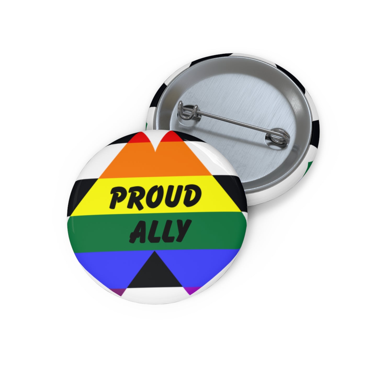 Proud Ally Custom Pin Buttons, LGBTQ+ Support Badge